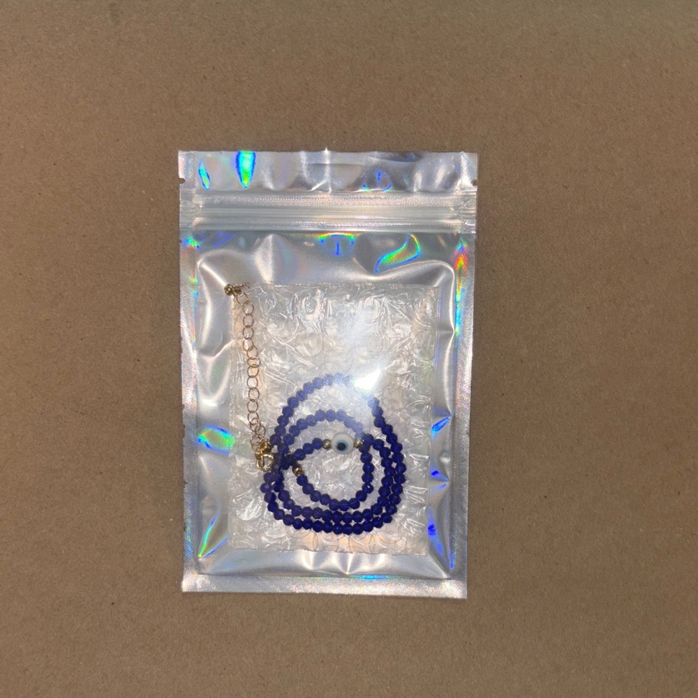 Blue Beaded Bracelet with Charm (Eye Charm)